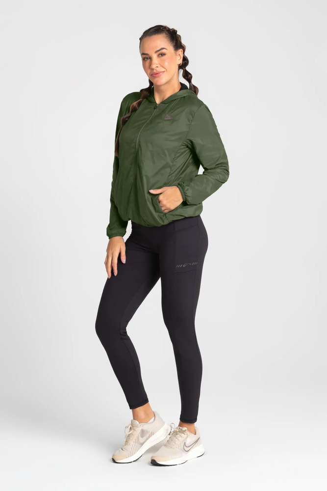 Campera Corta Viento Sol Sports Energy 3 - Mujer Verde Militar Xl Lisa