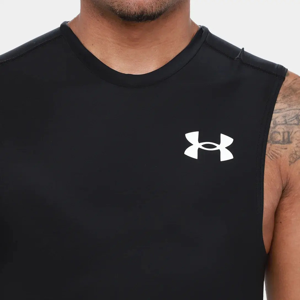 Remera Sin Mangas De Compresión Under Armour Hg Og - Hombre Negro Lisa L - Imagen 4