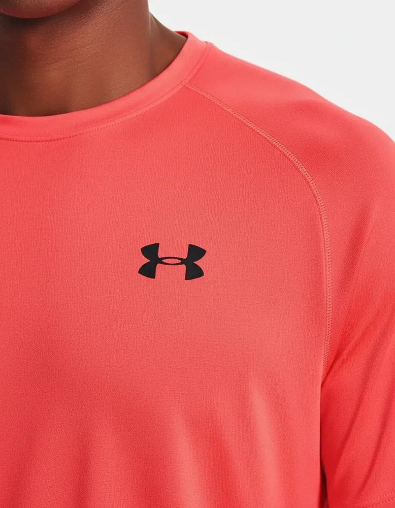 Remera Under Armour Tech 2.0 - Hombre Coral Fluor Lisa S - Imagen 3